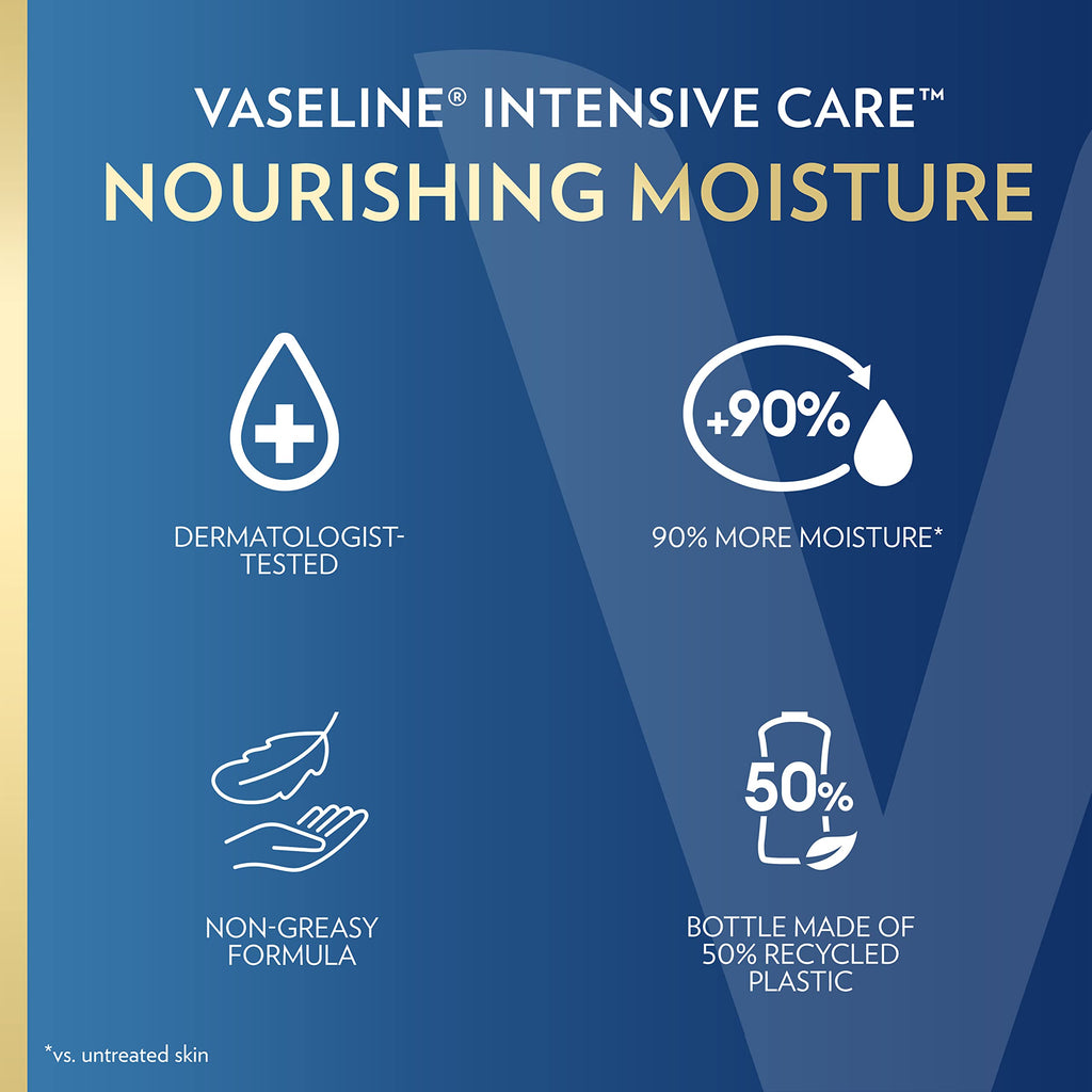 Vaseline Intensive Care Nourishing Moisture Body Lotion 3 Pk Made with Ultra-Hydrating Lipids + Pure Oat Extract for Dry Skin, for Nourished, Healthy-Looking Skin 20.3 oz