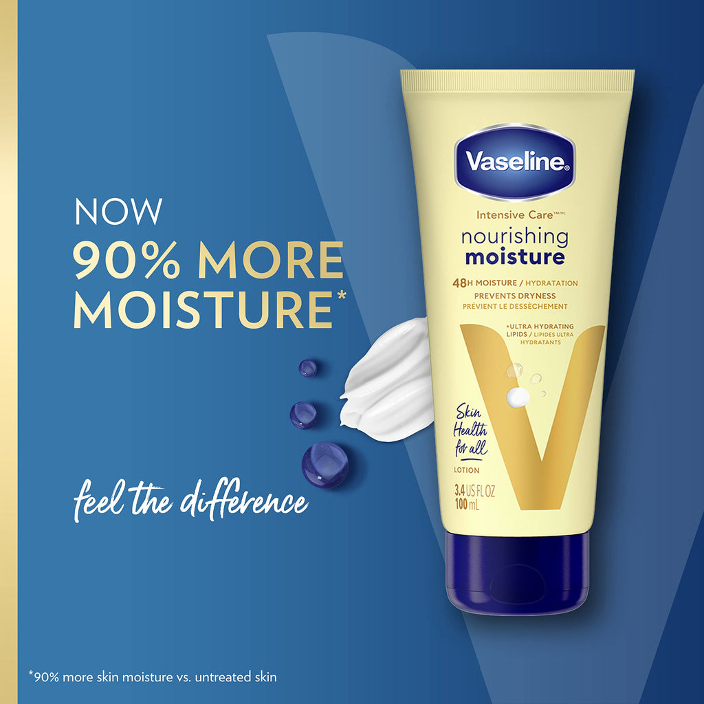 Vaseline Intensive Care Nourishing Moisture Body Lotion 3 Pk Made with Ultra-Hydrating Lipids + Pure Oat Extract for Dry Skin, for Nourished, Healthy-Looking Skin 20.3 oz