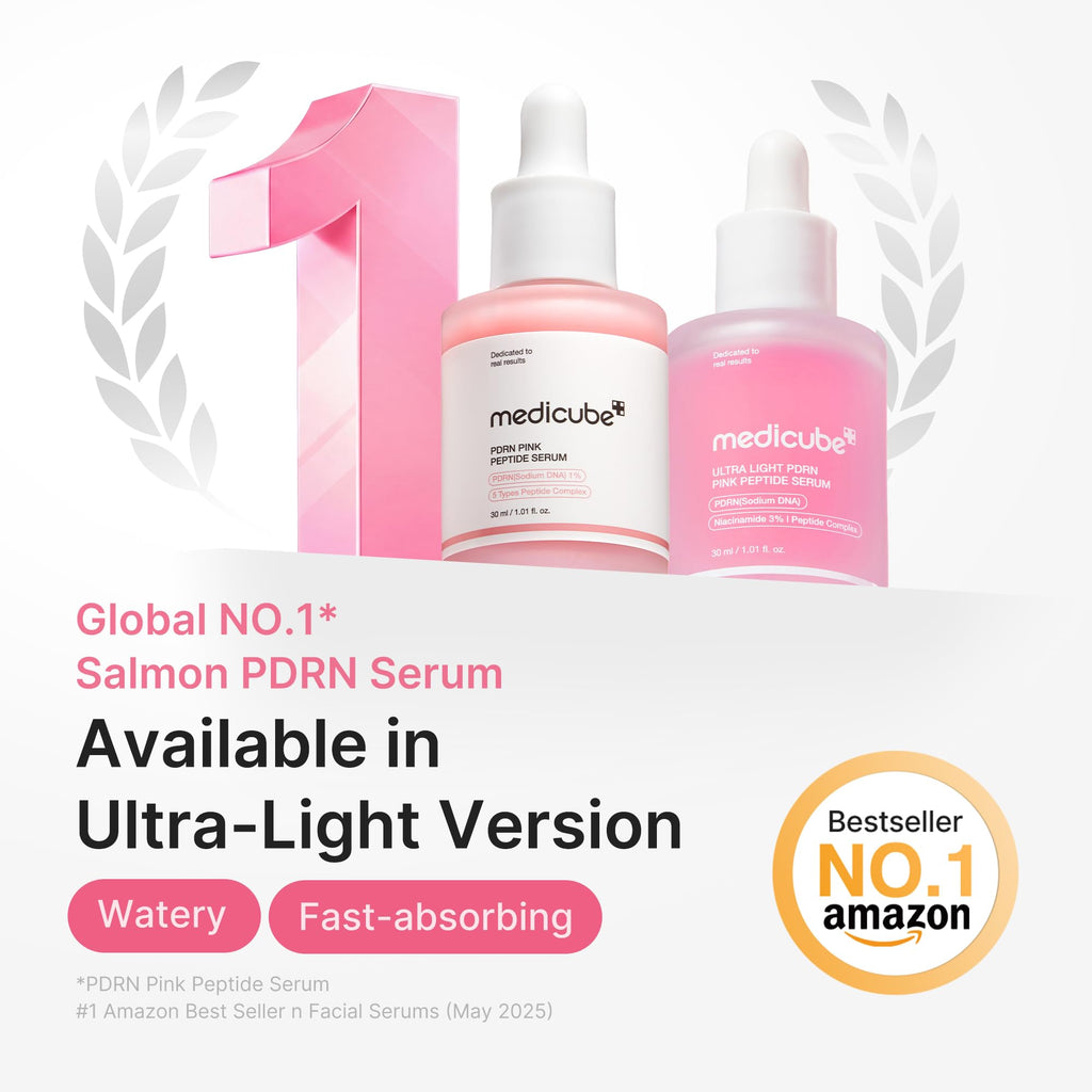 medicube PDRN Pink Peptide Serum with Salmon DNA | Pink Glow Serum with Peptides & Niacinamide for Hydration & Firm-Looking Skin | Uneven Tone Care | Korean Skincare, 1.01 fl. Oz